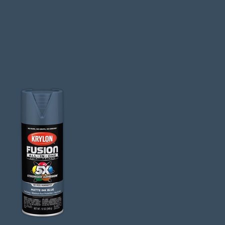 SHORT CUTS Krylon Fusion All-In-One Matte Ink Blue Paint+Primer Spray Paint 12 oz K02758007